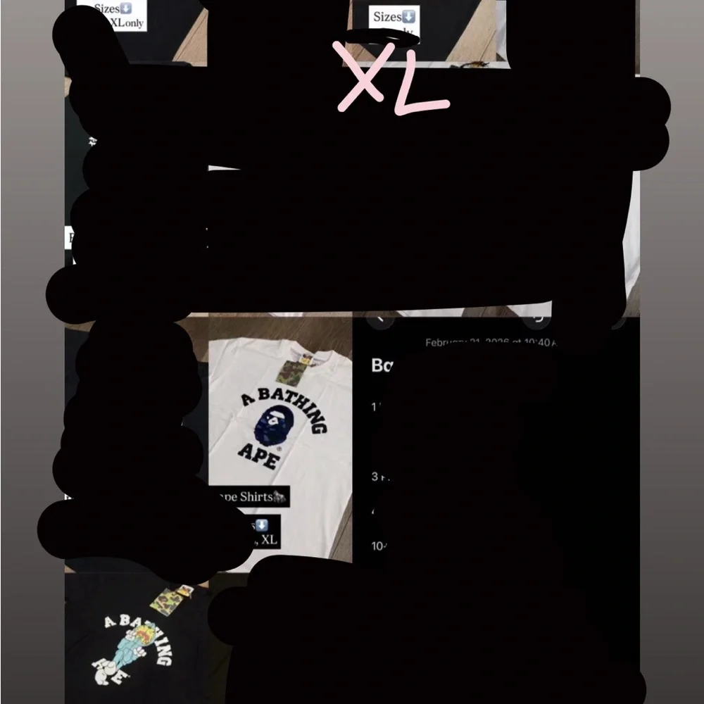 Bape Ape Head T-Shirt Collection in Black, White, and Gray - Picture 2 of 2